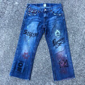 OOAK Spray Paint Art on True Religion Jeans Men's 34 Inseam 25" (in progress.